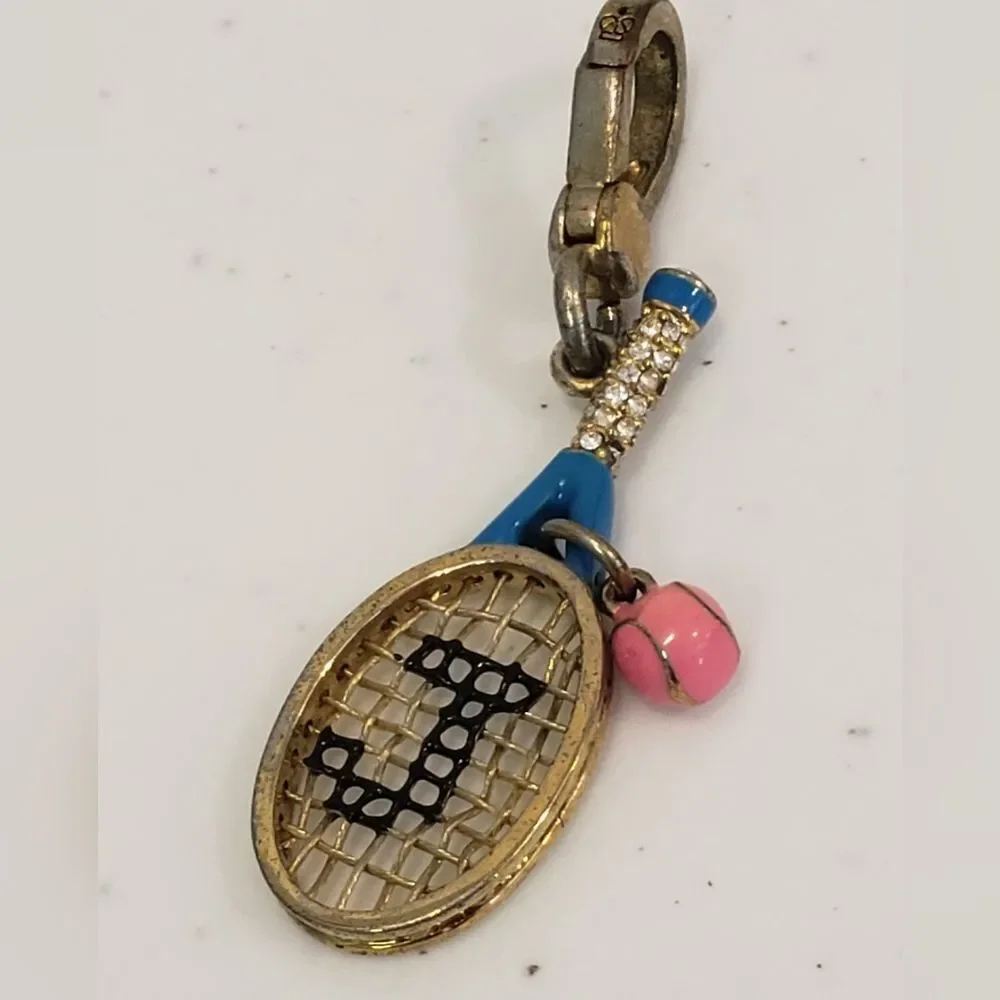 Gold and Blue Tennis Racket Charm
